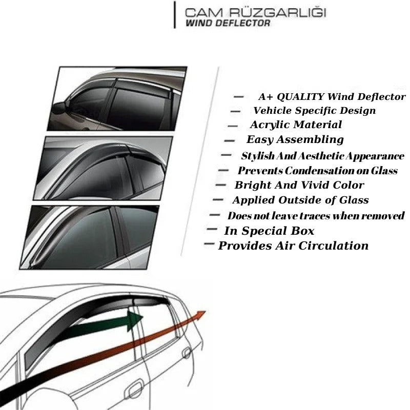 Car window accessories for Renault Clio 4 HB 2013 - 2019 window deflector rain cover visor awnings Exterior Accessory Tuning